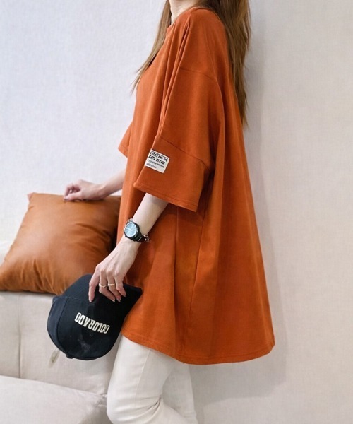 mielu(ミエル)の「《デイリーで使える大人カジュアルの定番♪》オーバーサイズ半袖Tシャツ 夏(Tシャツ/カットソー・レディース・カーキ/ブラック/オレンジ/ダークグレー・FREE)」の16枚目の写真