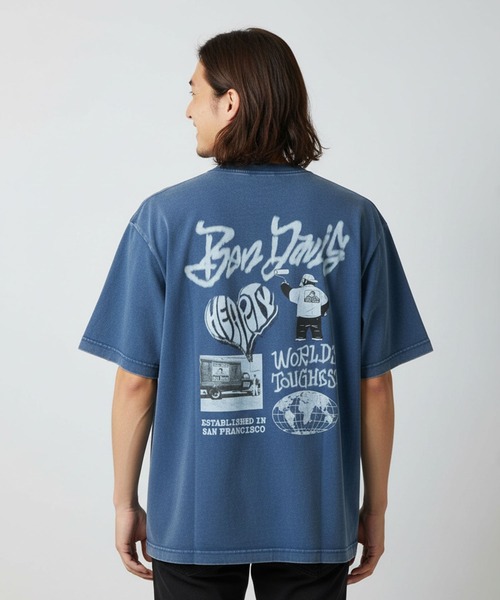 BEN DAVIS（ベンデイビス）の「【BEN DAVIS/ベンデイビス】【こなれヴィンテージ感】パウダーブリーチ Tシャツ 綿100% 古着風加工 バックプリント ストリート ユニセックス（Tシャツ/カットソー・メンズ・レッド系その他2/ブラック系その他/ブラック系その他2/グレー系その他/ブラウン系その他2/ブルー系その他・MEDIUM/X-LARGE/SMALL/LARGE）」の5枚目の写真