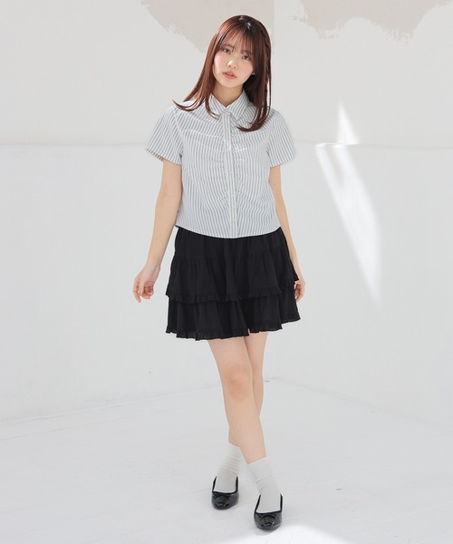 Honeys(ハニーズ)の「フロントギャザーシャツ(シャツ/ブラウス・キッズ・グレー/ホワイト×ネイビー/サックスブルー系/ホワイト・150cm/L/M/S)」の15枚目の写真