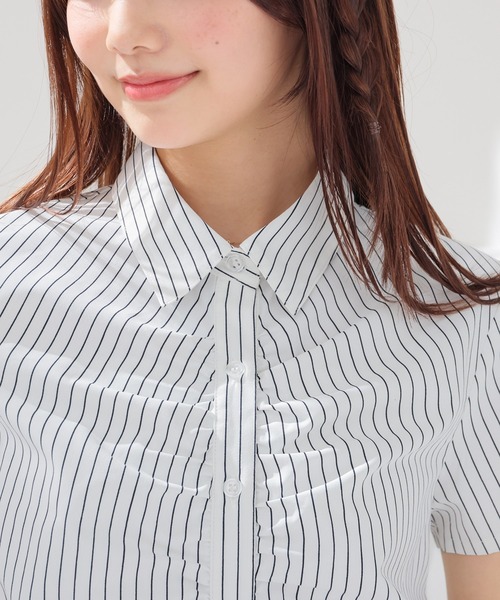 Honeys(ハニーズ)の「フロントギャザーシャツ(シャツ/ブラウス・キッズ・グレー/ホワイト×ネイビー/サックスブルー系/ホワイト・150cm/L/M/S)」の7枚目の写真