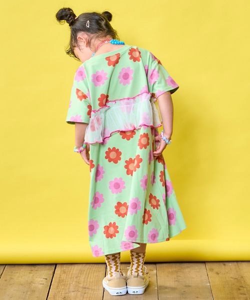 MARKEY'S(マーキーズ)の「【Natsumiコラボ】花柄プリントチュールワンピース(ワンピース・キッズ・グリーン/グレー・130/120/110/100/95/90/80)」の8枚目の写真