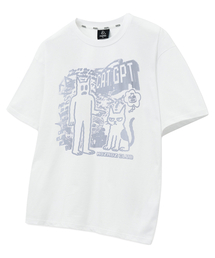 キャッジピーティー オーバーサイズ グラフィック 半袖Tシャツ ホワイト