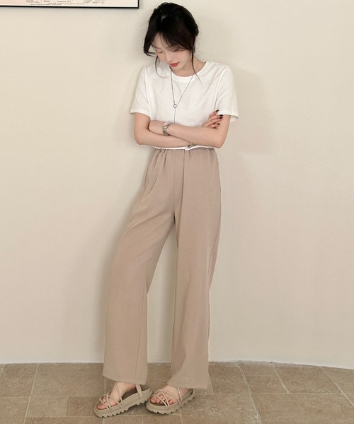 DAY CLOSET(デイ クローゼット)の「【大きいサイズ有/ゴム&紐調節可】ゆるっと落ち感で美脚見せ。イージー ワイドパンツ レディース(その他パンツ・レディース・ベージュ/グレイッシュベージュ/ブラック/カーキ・S/XL/M/L)」の19枚目の写真