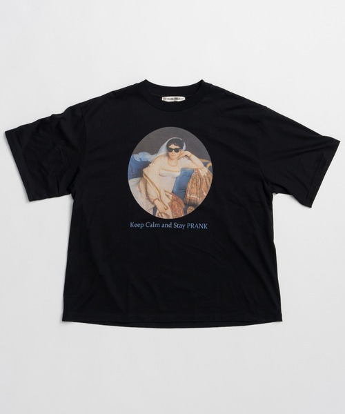 PRANK PROJECT(プランクプロジェクト)の「Keep Calm and Stay プリントTシャツ / Art Graphic Oversized T-shirt(Tシャツ/カットソー・レディース・ホワイト/ブラック・FREE)」の5枚目の写真