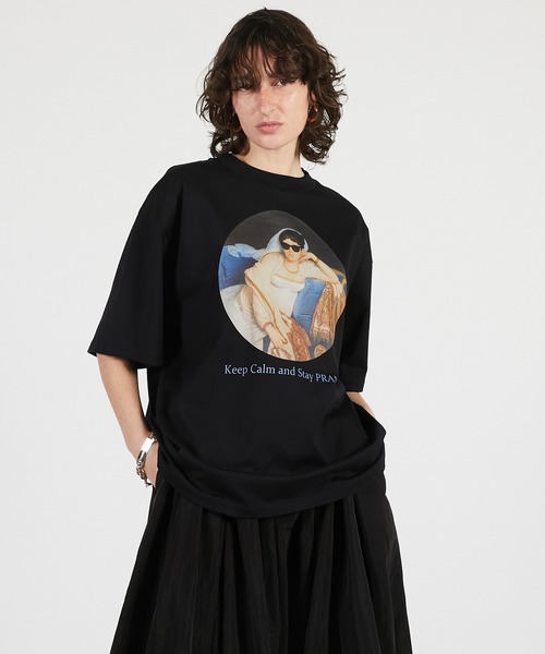 PRANK PROJECT(プランクプロジェクト)の「Keep Calm and Stay プリントTシャツ / Art Graphic Oversized T-shirt(Tシャツ/カットソー・レディース・ホワイト/ブラック・FREE)」の11枚目の写真