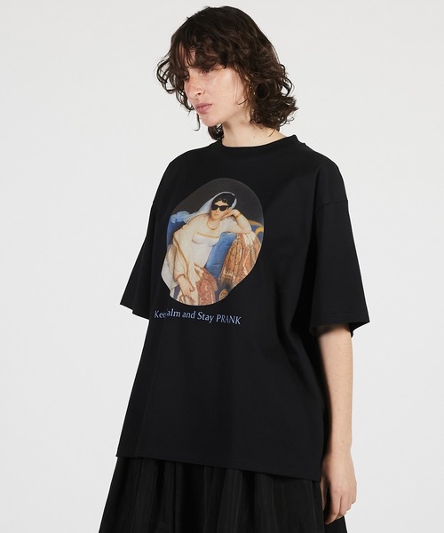 PRANK PROJECT(プランクプロジェクト)の「Keep Calm and Stay プリントTシャツ / Art Graphic Oversized T-shirt(Tシャツ/カットソー・レディース・ホワイト/ブラック・FREE)」の12枚目の写真