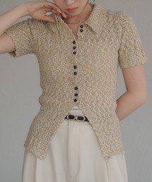 raffime（ラフィミー）の「【Raffime】スラブ調ボタンデザイン半袖ポロニット（ポロシャツ）」