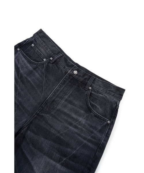 SUPPLIER(サプライヤー)の「デニムパンツ|Multiple Cross Leather Patch Baggy Denim|SUPPLIER(デニムパンツ・メンズ・ブラック/インディゴブルー・X-LARGE/LARGE/MEDIUM/SMALL)」の4枚目の写真