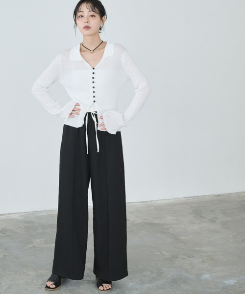 Anclear oui(アンクリアウィ)の「ダブルウエストギャザーパンツ(その他パンツ・レディース・PINK/Black/Beige/LT.Gray・F)」の5枚目の写真