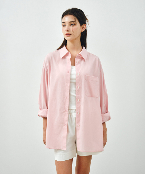 MONGDOL(モンドル)の「ソフトタッチオーバーサイズコットンシャツライトピンクMDSH027LPINK(シャツ/ブラウス・レディース・その他・F)」の1枚目の写真