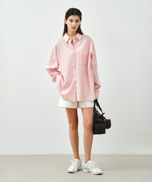 MONGDOL(モンドル)の「ソフトタッチオーバーサイズコットンシャツライトピンクMDSH027LPINK(シャツ/ブラウス・レディース・その他・F)」の3枚目の写真