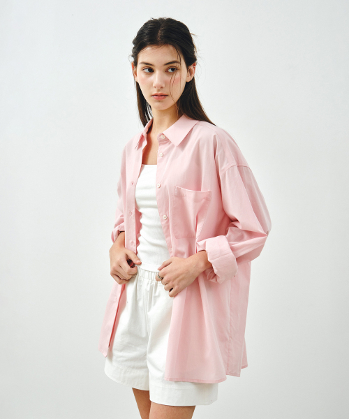 MONGDOL(モンドル)の「ソフトタッチオーバーサイズコットンシャツライトピンクMDSH027LPINK(シャツ/ブラウス・レディース・その他・F)」の6枚目の写真