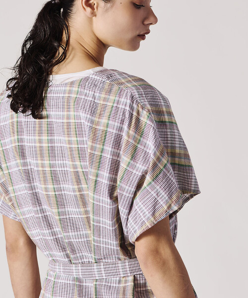 Bshop(ビショップ)の「INDIA INDUSTRY | マドラスチェック カフタンワンピース WOMEN(ワンピース・レディース・ブルー系その他/グレー系その他・1)」の16枚目の写真
