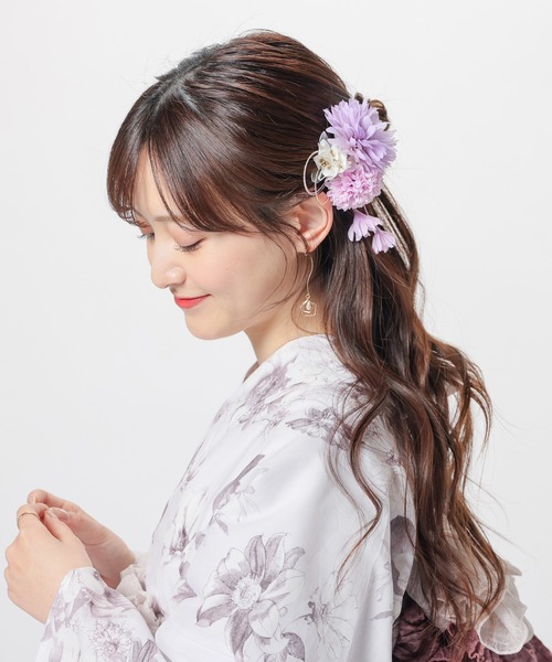 Honeys(ハニーズ)の「浴衣髪飾り(ダリアしだれ藤)(和装小物・レディース・アイボリー/ピンク/ラベンダー・FREE)」の14枚目の写真