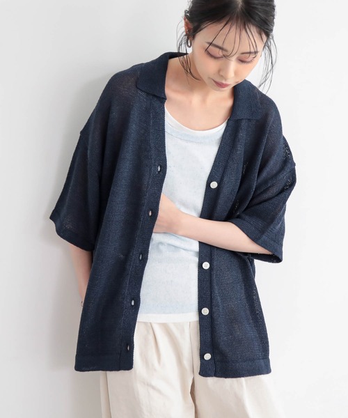 for/c(フォーシー)の「えり付きニットカーディガン【サスティナブル】(カーディガン/ボレロ・レディース・ブラック/アイボリー/ネイビー・L/M)」の11枚目の写真