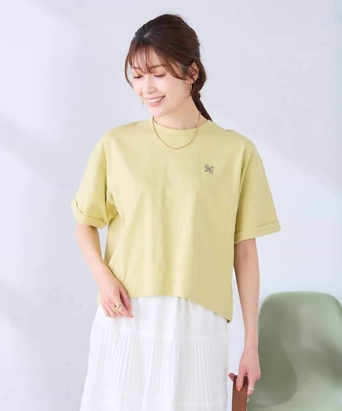 a.v.v(アーヴェヴェ)の「大人のクロップド刺繍Tシャツ【UVカット・接触冷感】(Tシャツ/カットソー・レディース・クリーム/アイボリー/グリーン/ホワイト/ネイビー・38/36/40)」の21枚目の写真