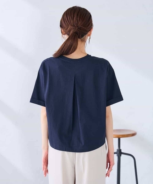 a.v.v(アーヴェヴェ)の「大人のクロップド刺繍Tシャツ【UVカット・接触冷感】(Tシャツ/カットソー・レディース・クリーム/アイボリー/グリーン/ホワイト/ネイビー・38/36/40)」の12枚目の写真