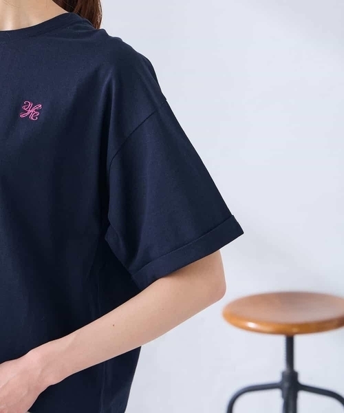 a.v.v(アーヴェヴェ)の「大人のクロップド刺繍Tシャツ【UVカット・接触冷感】(Tシャツ/カットソー・レディース・クリーム/アイボリー/グリーン/ホワイト/ネイビー・38/36/40)」の14枚目の写真