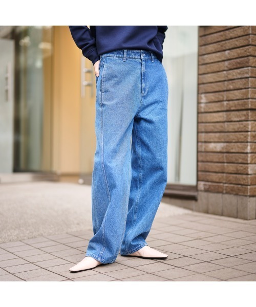 COMMON+HAUS(コモンハウス)の「ウォッシュド バレルパンツ(デニムパンツ・レディース・ブルー/アイボリー/ブラウン・S/M/L)」の8枚目の写真