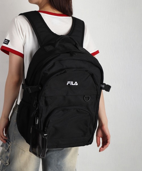 FILA(フィラ)の「FILA フィラ クリアポーチ付き スクールリュック 約30L 大容量 A4収納 PC収納 多機能(バックパック/リュック・メンズ・ブラック・FREE)」の6枚目の写真