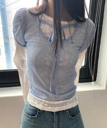 Dot sheer puff tops