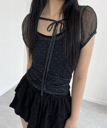 Dot sheer puff tops