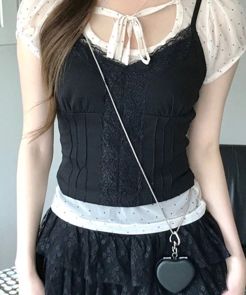 Vipoa(ヴィポア)の「Dot sheer puff tops(Tシャツ/カットソー・レディース・ブラック/アイボリー/ブルー・FREE)」の12枚目の写真