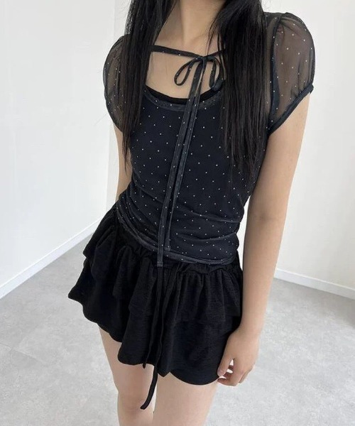 Vipoa(ヴィポア)の「Dot sheer puff tops(Tシャツ/カットソー・レディース・ブラック/アイボリー/ブルー・FREE)」の9枚目の写真