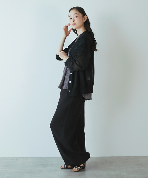 LOGEMENT DE CLAIRE(ロジュモンドクレール)の「Vネックカーディガン(カーディガン/ボレロ・レディース・セージグリーン/ブラック/ラベンダー/ネイビー・FREE)」の10枚目の写真