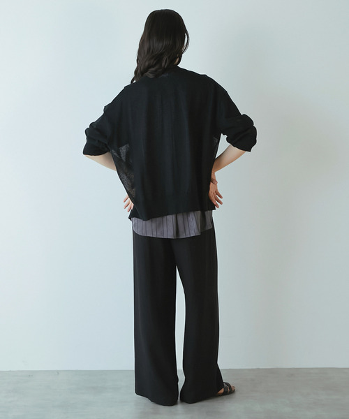 LOGEMENT DE CLAIRE(ロジュモンドクレール)の「Vネックカーディガン(カーディガン/ボレロ・レディース・セージグリーン/ブラック/ラベンダー/ネイビー・FREE)」の9枚目の写真