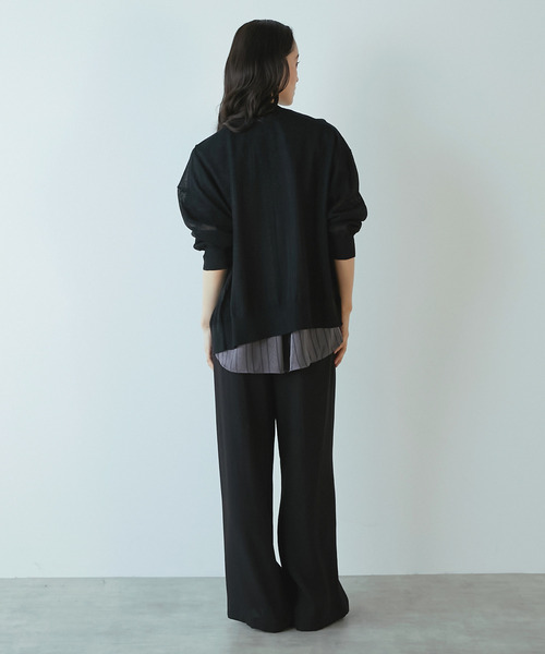 LOGEMENT DE CLAIRE(ロジュモンドクレール)の「Vネックカーディガン(カーディガン/ボレロ・レディース・セージグリーン/ブラック/ラベンダー/ネイビー・FREE)」の8枚目の写真