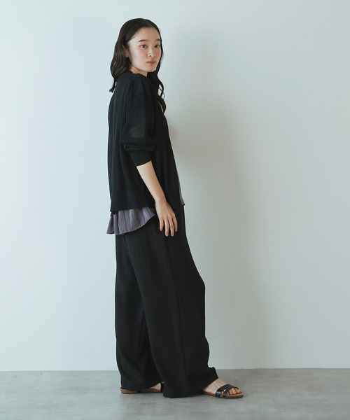 LOGEMENT DE CLAIRE(ロジュモンドクレール)の「Vネックカーディガン(カーディガン/ボレロ・レディース・セージグリーン/ブラック/ラベンダー/ネイビー・FREE)」の7枚目の写真