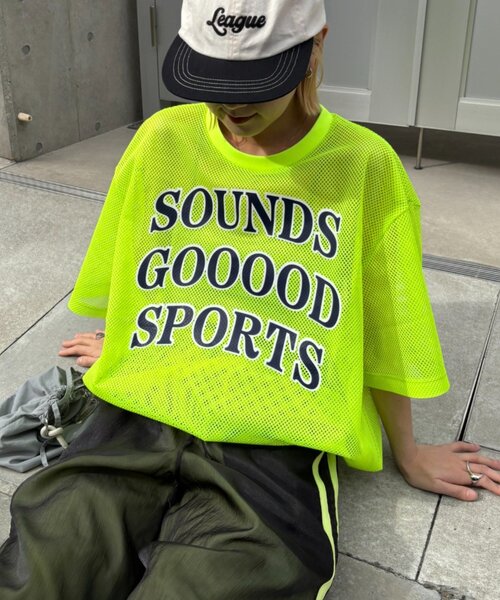 SOUNDSGOOOOD(サウンズグッド)の「【SOUNDS GOOOOD】メッシュロゴTEE(Tシャツ/カットソー・メンズ・ピンク/イエロー・ONE SIZE)」の2枚目の写真
