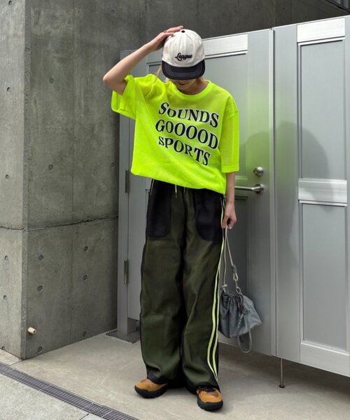 SOUNDSGOOOOD(サウンズグッド)の「【SOUNDS GOOOOD】メッシュロゴTEE(Tシャツ/カットソー・メンズ・ピンク/イエロー・ONE SIZE)」の3枚目の写真