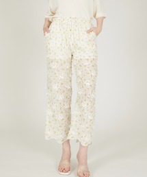 crinkle crinkle crinkle（クリンクルクリンクルクリンクル）の「【crinkle crinkle crinkle】sheer flower easy pants/シアーフラワーイージーパンツ（その他パンツ）」