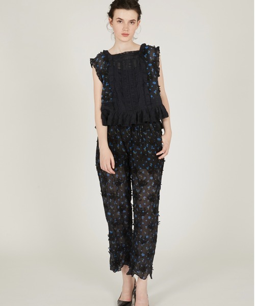 crinkle crinkle crinkle(クリンクルクリンクルクリンクル)の「【crinkle crinkle crinkle】sheer flower easy pants/シアーフラワーイージーパンツ(その他パンツ・レディース・アイボリー/ブラック・FREE)」の6枚目の写真