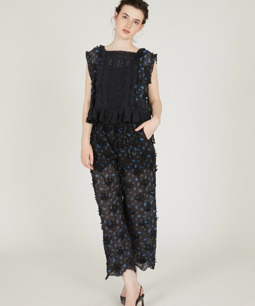 crinkle crinkle crinkle(クリンクルクリンクルクリンクル)の「【crinkle crinkle crinkle】sheer flower easy pants/シアーフラワーイージーパンツ(その他パンツ・レディース・アイボリー/ブラック・FREE)」の7枚目の写真