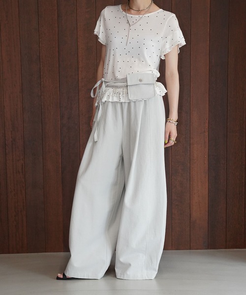 chuclla(チュクラ)の「ドットフリルヘムトップス chw26s287(Tシャツ/カットソー・レディース・オフホワイト/グレー・FREE)」の9枚目の写真