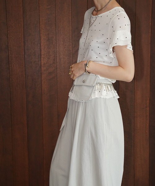 chuclla(チュクラ)の「ドットフリルヘムトップス chw26s287(Tシャツ/カットソー・レディース・オフホワイト/グレー・FREE)」の10枚目の写真