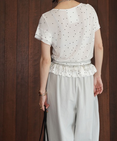 chuclla(チュクラ)の「ドットフリルヘムトップス chw26s287(Tシャツ/カットソー・レディース・オフホワイト/グレー・FREE)」の12枚目の写真