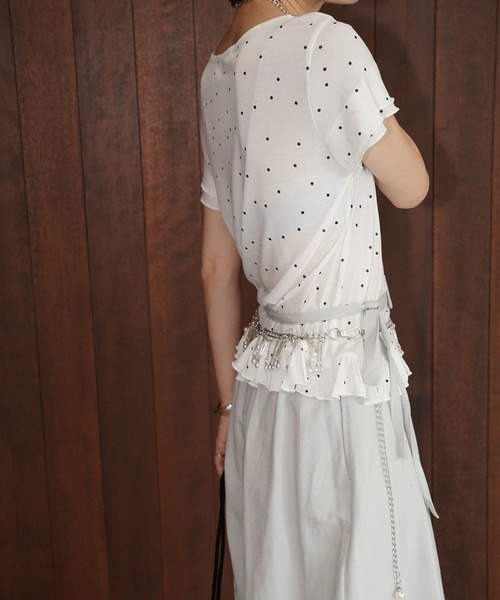 chuclla(チュクラ)の「ドットフリルヘムトップス chw26s287(Tシャツ/カットソー・レディース・オフホワイト/グレー・FREE)」の14枚目の写真