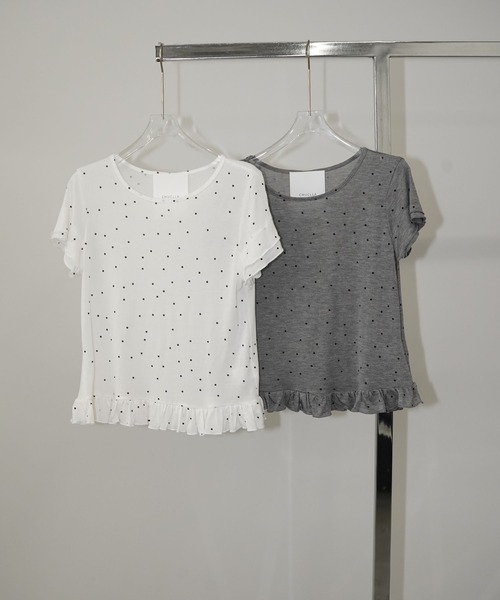 chuclla(チュクラ)の「ドットフリルヘムトップス chw26s287(Tシャツ/カットソー・レディース・オフホワイト/グレー・FREE)」の15枚目の写真