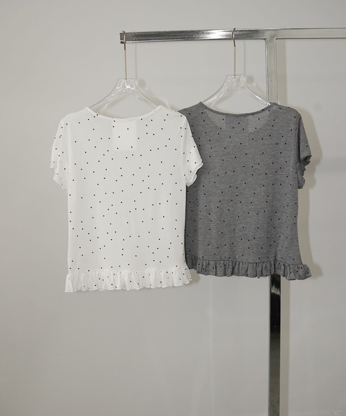 chuclla(チュクラ)の「ドットフリルヘムトップス chw26s287(Tシャツ/カットソー・レディース・オフホワイト/グレー・FREE)」の16枚目の写真