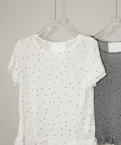chuclla(チュクラ)の「ドットフリルヘムトップス chw26s287(Tシャツ/カットソー・レディース・オフホワイト/グレー・FREE)」の17枚目の写真