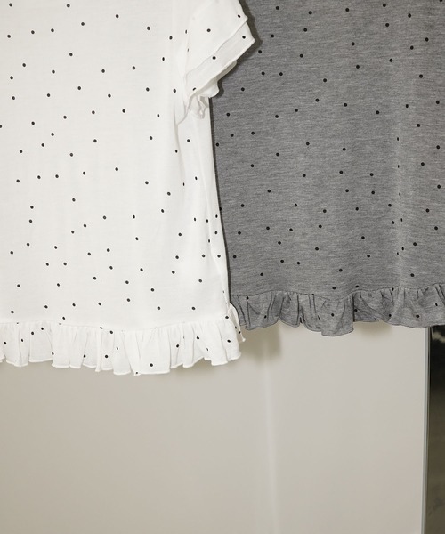 chuclla(チュクラ)の「ドットフリルヘムトップス chw26s287(Tシャツ/カットソー・レディース・オフホワイト/グレー・FREE)」の18枚目の写真