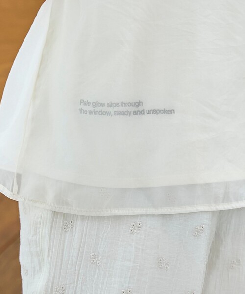 coen(コーエン)の「チビロゴ刺繍 オーガンジーシアーオーバーフレンチスリーブカットソー(Tシャツ/カットソー・レディース・オフホワイト/ベージュ/ライトブルー・M/L)」の8枚目の写真
