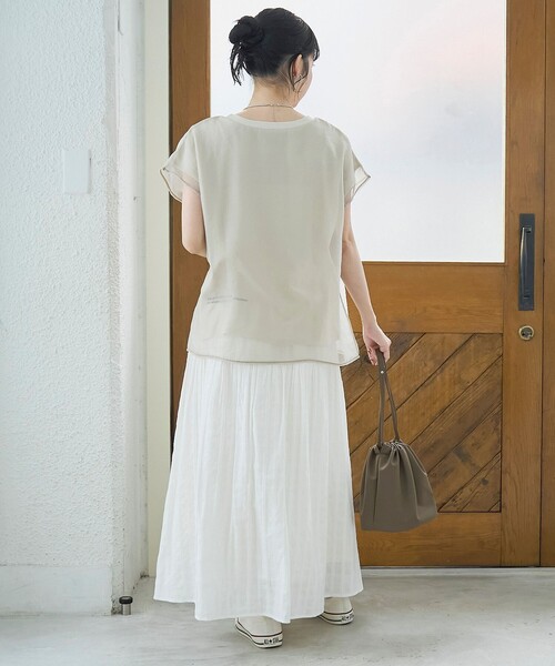 coen(コーエン)の「チビロゴ刺繍 オーガンジーシアーオーバーフレンチスリーブカットソー(Tシャツ/カットソー・レディース・オフホワイト/ベージュ/ライトブルー・M/L)」の11枚目の写真