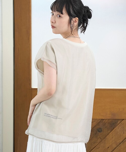 coen(コーエン)の「チビロゴ刺繍 オーガンジーシアーオーバーフレンチスリーブカットソー(Tシャツ/カットソー・レディース・オフホワイト/ベージュ/ライトブルー・M/L)」の13枚目の写真