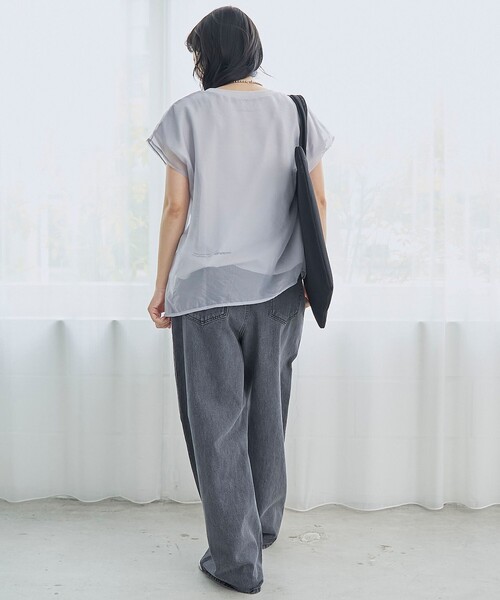 coen(コーエン)の「チビロゴ刺繍 オーガンジーシアーオーバーフレンチスリーブカットソー(Tシャツ/カットソー・レディース・オフホワイト/ベージュ/ライトブルー・M/L)」の18枚目の写真