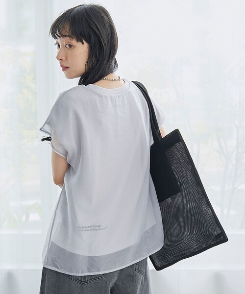 coen(コーエン)の「チビロゴ刺繍 オーガンジーシアーオーバーフレンチスリーブカットソー(Tシャツ/カットソー・レディース・オフホワイト/ベージュ/ライトブルー・M/L)」の20枚目の写真